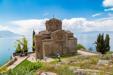 Ohrid, Makedonya - 22 Haziran 2016: Jovan Kaneo Kilisesi Ohri güzel yaz günü, Makedonya Cumhuriyeti