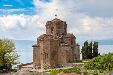 Ohrid, Makedonya - 22 Haziran 2016: Jovan Kaneo Kilisesi Ohri güzel yaz günü, Makedonya Cumhuriyeti
