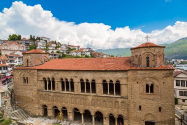 Ohrid, Makedonya - 22 Haziran 2016: St. Sofya kilisede bir güzel yaz günü, Makedonya Cumhuriyeti Ohri