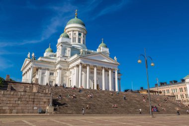 Helsinki, Finlandiya - 23 Haziran 2016: Helsinki Katedrali bir güzel yaz günü, Finlandiya