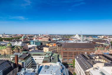 Helsinki, Finlandiya - 23 Haziran 2016: Panoramik hava görünümünde Helsinki bir güzel yaz günü, Finlandiya