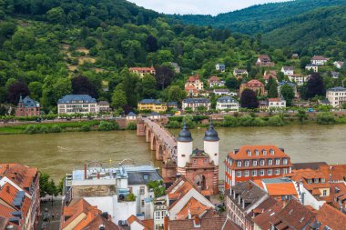 Heidelberg, Almanya - 23 Haziran 2016: Hava manzarasına güzel yaz günü Heidelberg, Almanya üzerinde 23 Haziran 2016