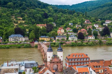 Heidelberg, Almanya - 23 Haziran 2016: Hava manzarasına güzel yaz günü Heidelberg, Almanya üzerinde 23 Haziran 2016