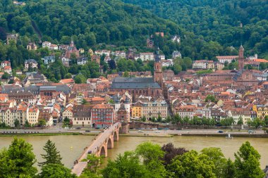 Heidelberg, Almanya - 23 Haziran 2016: Hava manzarasına güzel yaz günü Heidelberg, Almanya üzerinde 23 Haziran 2016