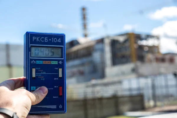 Chernobyl Ucrania Abril 2016 Dosímetro Radiación Central Nuclear Chernobil Monumento — Foto de Stock