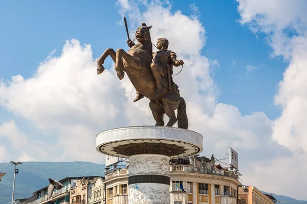 Σκόπια Μακεδονία Ιουνίου 2016 Αλέξανδρος Μνημείο Του Μεγάλου Στα Σκόπια — Φωτογραφία Αρχείου