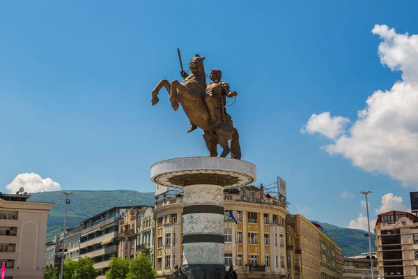 Σκόπια Μακεδονία Ιουνίου 2016 Αλέξανδρος Μνημείο Του Μεγάλου Στα Σκόπια — Φωτογραφία Αρχείου