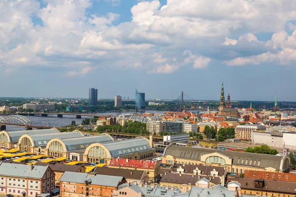 Riga Latvia Junho 2016 Vista Aérea Panorâmica Riga Belo Dia — Fotografia de Stock