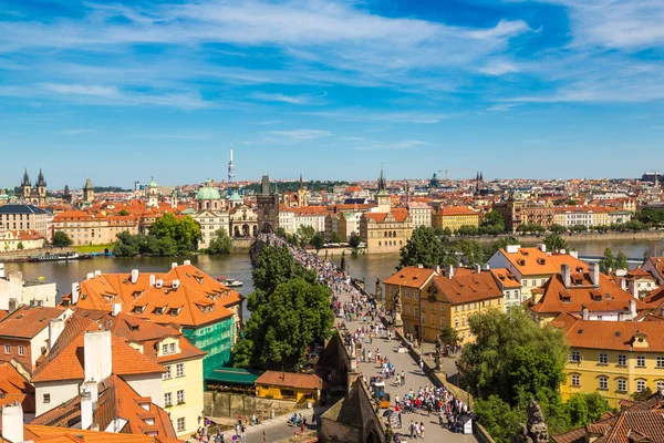 Prag Tjeckien Juni 2016 Panorama Flygfoto Över Karlsbron Prag Vacker — Stockfoto