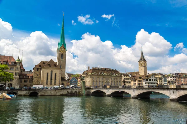 Zurich Switzerland June 2016 Clock Tower Fraumunster Cathedral Historical Part — Stock Photo, Image