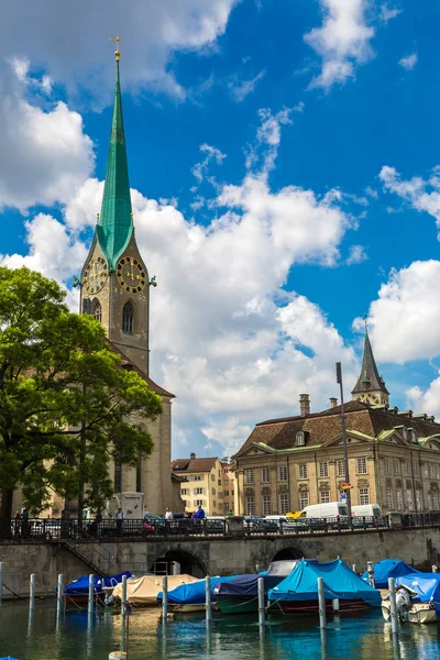 Zürich Svájc 2016 Június Óratorony Fraumunster Katedrális Zürich Történelmi Részén — Stock Fotó