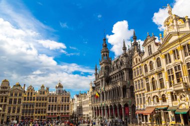 Brussels, Belçika - 16 Haziran 2016: The Grand Place güzel yaz günü Brüksel, Belçika üzerinde 16 Haziran 2016