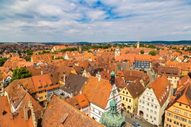 Rothenburg, Almanya - 18 Haziran 2016: Panoramik hava görünümünde Rothenburg bir güzel yaz günü, Almanya