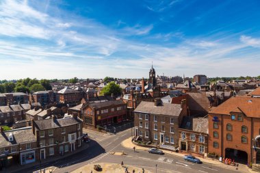 York, İngiltere - 25 Haziran 2016: Panoramik hava görünümünde York Kuzey Yorkshire bir güzel yaz günü, İngiltere, Amerika Birleşik Devletleri