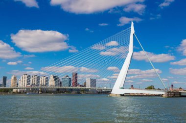 Rotterdam, Hollanda - 16 Haziran 2016: Erasmus bridge Rotterdam oteli içinde bir