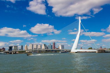 Rotterdam, Hollanda - 16 Haziran 2016: Erasmus bridge Rotterdam oteli içinde bir