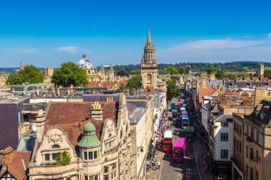 Oxford, İngiltere - 15 Haziran 2016: panoramik hava görünümünde bir Oxford bir güzel yaz günü, İngiltere, Amerika Birleşik Devletleri