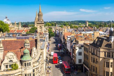 Oxford, İngiltere - 15 Haziran 2016: panoramik hava görünümünde bir Oxford bir güzel yaz günü, İngiltere, Amerika Birleşik Devletleri