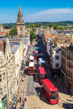 Oxford, İngiltere - 15 Haziran 2016: panoramik hava görünümünde bir Oxford bir güzel yaz günü, İngiltere, Amerika Birleşik Devletleri