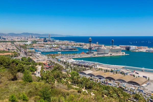 Barcelona Spain June 2016 Panoramic Aerial View Barcelona Port Beautiful — Stock Photo, Image