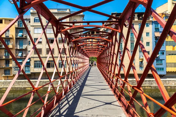 Girona Španělsko Června 2016 Červená Železný Most Eiffel Bridge Girona — Stock fotografie