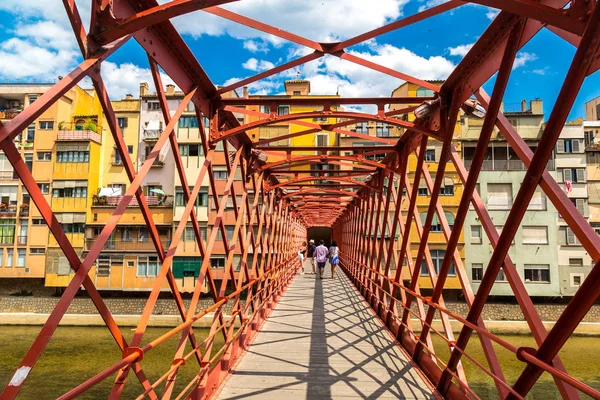 Χιρόνα Ισπανία Ιουνίου 2016 Κόκκινο Σιδερένια Γέφυρα Γεφύρι Του Άιφελ — Φωτογραφία Αρχείου