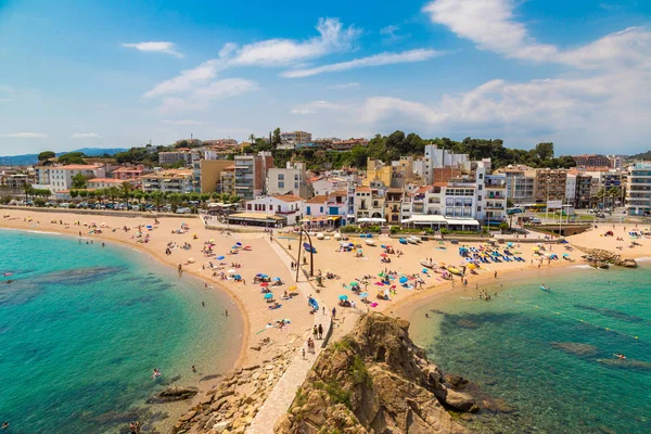 Blanes Espagne Juin 2016 Les Touristes Profitent Plage Blanes Sur — Photo