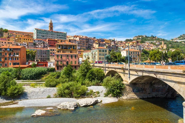 Casas Coloridas Casco Antiguo Ventimiglia Hermoso Día Verano Italia — Foto de Stock