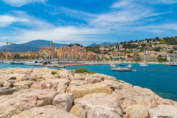 Menton Frankrike Juni 2016 Färgglada Gamla Stan Och Stranden Menton — Stockfoto