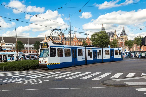 Amsterdam Netherlands Июнь 2016 City Tram Amsterdam Beautiful Summer — стоковое фото