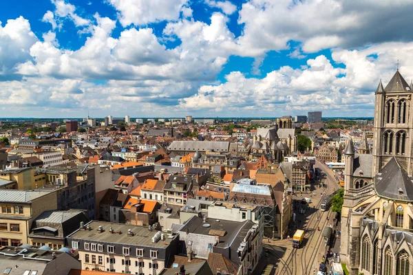 Gent Bélgica Junho 2016 Vista Panorâmica Com Igreja São Nicolau — Fotografia de Stock