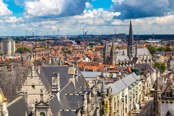 Gent Bélgica Junio 2016 Vista Aérea Panorámica Gante Hermoso Día — Foto de Stock