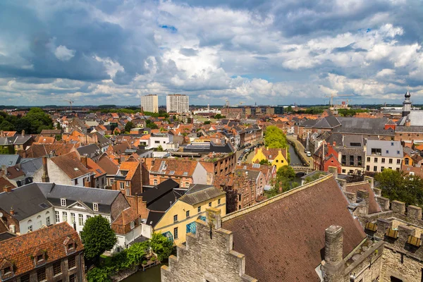 Gent Bélgica Junio 2016 Vista Aérea Panorámica Gante Hermoso Día — Foto de Stock