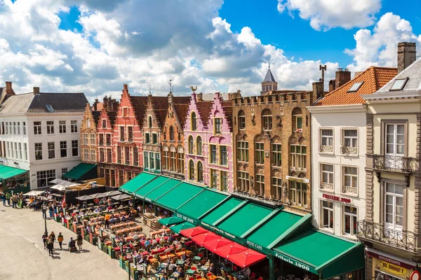 Bruges Belçika Haziran 2016 Panoramik Pazar Meydanında Bir Güzel Yaz — Stok fotoğraf
