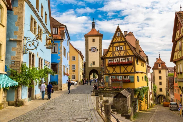 Rothenburg Germany June 2016 Medieval Old Street Rothenburg Der Tauber — Stock Photo, Image