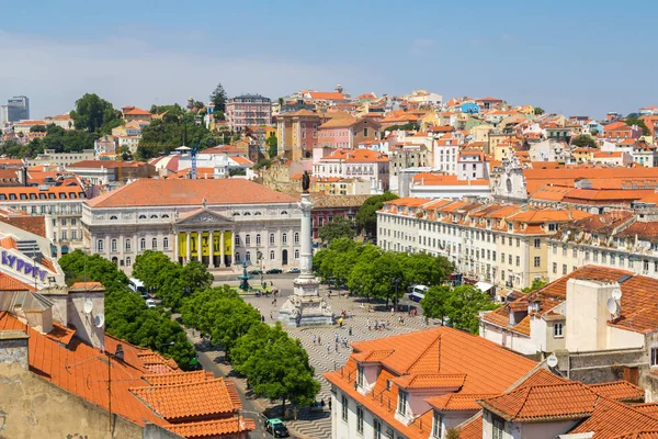 Lissabon Portugal Juni 2016 Panorama Flygfoto Över Torget Rossio Lissabon — Stockfoto