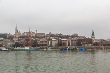Budapeşte, Macaristan - 18 Haziran 2016: Cityscape, Budapeşte, Macaristan'da bir kış günü