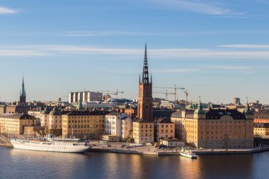 Stockholm, İsveç - 22 Mayıs: Gamla Stan, Stockholm eski bölümü güneşli bir günde, İsveç üzerinde 22 Mayıs 2017