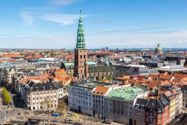 Copenhagen, Danimarka - 23 Mayıs: Kopenhag, Danimarka, güneşli bir gün havadan görünümü