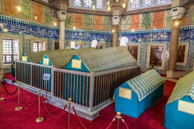 Istanbul, Türkiye - 26 Temmuz 2017: Türk sultan Süleyman Istanbul, Türkiye'de bir güzel yaz günü Türbesi