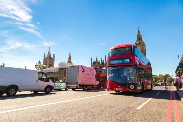 London Verenigd Koninkrijk Juni 2016 Westminster Bridge Big Ben Rode — Stockfoto