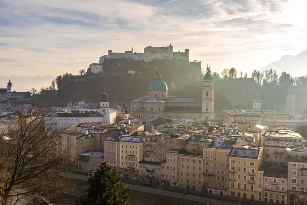 Salzburg Austria December 2016 Panoramic Aerial View Salzburg Cathedral Festung — Stock Photo, Image