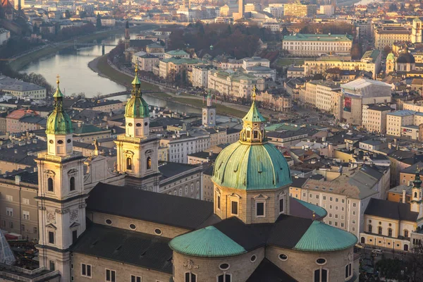 Salzburg Österreich Dezember 2016 Panorama Luftaufnahme Des Salzburger Doms Einem — Stockfoto