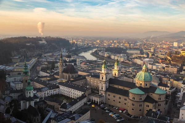 Salzburg Österreich Dezember 2016 Panorama Luftaufnahme Des Salzburger Doms Einem — Stockfoto