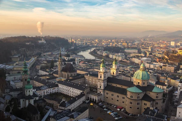 Salzburg Ausztria December 2016 Panorámás Kilátás Ausztriai Salzburgi Székesegyházra Egy — Stock Fotó