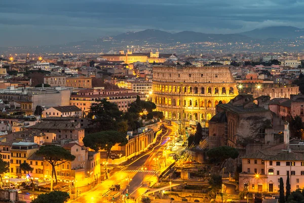 Rome Italy December 2016 Panoramic Aerial View Colosseum Summer Night — Stock Photo, Image