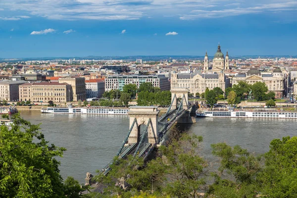 Budapeszt Węgry Lipca 2017 Panoramiczny Widok Budapeszt Dunaj Rzeka Piękny — Zdjęcie stockowe