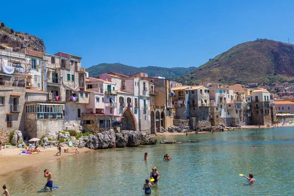 Cefalu Itália Julho 2017 Porto Casas Antigas Cefalu Sicília Itália — Fotografia de Stock