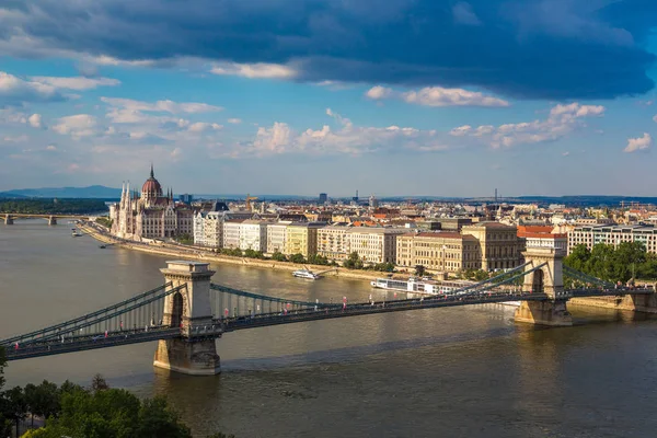 Будапест Хангария Июля 2017 Панорамный Вид Будапешт Реку Дунай Прекрасный — стоковое фото
