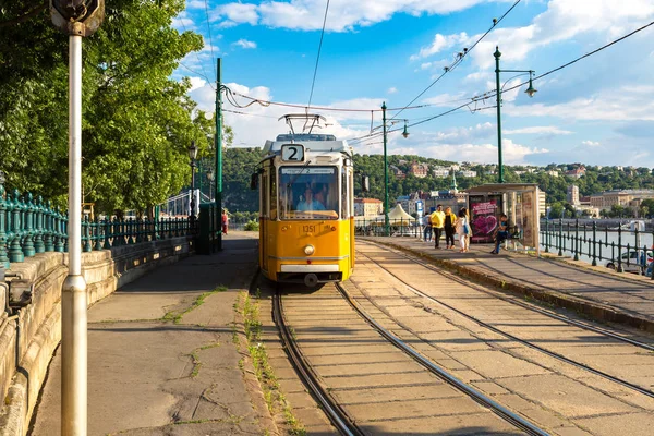 Будапест Хангария Июля 2017 Года Ретро Трамвай Будапеште Венгрия Прекрасный — стоковое фото